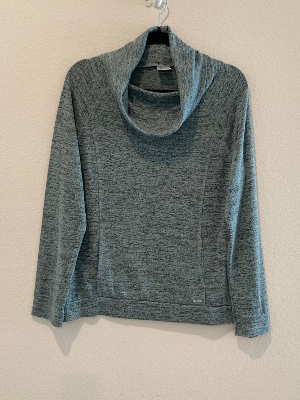 Hello Mello Green Space Dye Cowl Neck Pullover Sweatshirt L